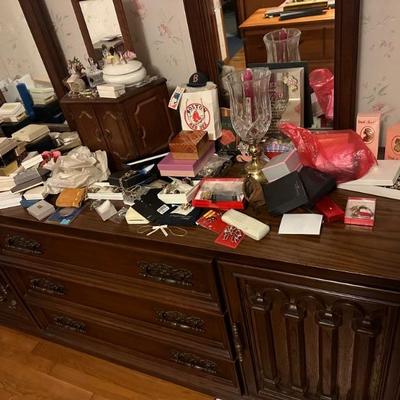 Bedroom set & some costume jewelry 