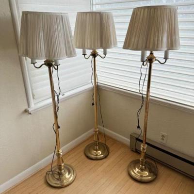 4 Light Candelabra w/ Brass Stand & Scalloped Pleated Shades(Set of 3)	