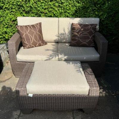 Sunbrella Patio Set: Loveseat & Ottoman	