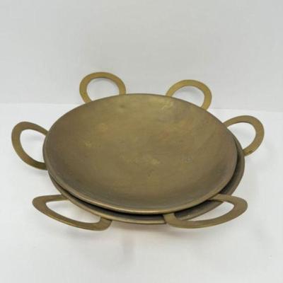 Gold-Tone Serving Dish w/ Circular Handles (Set of 3)	
