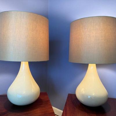 Pair of Pear-Shaped Ceramic Base Table Lamps w/ 3 Lighting Settings	