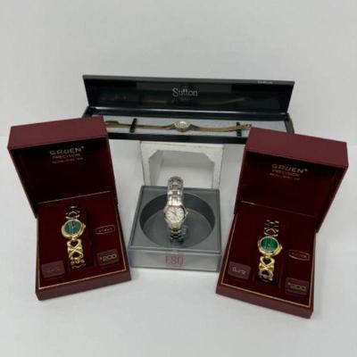 Set of Elegant Watches, Including Gruen, ESQ, & Sutton - All New	