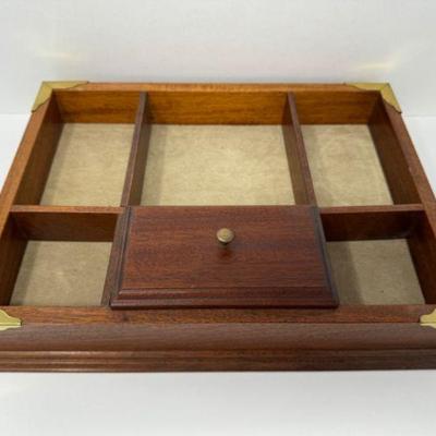 Rustic Mahogany Dresser Tray w/ Gold Tone Trim #2	