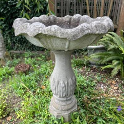 Two-Piece Concrete Outdoor Birdbath	