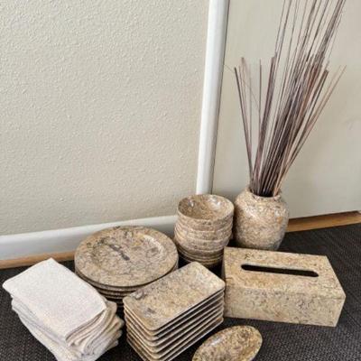 37-Piece Fossil Limestone Dinnerware Set w/ Accessories	