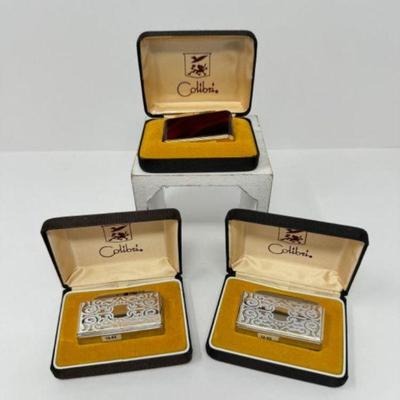 3 New Vintage Colibri Lighters w/ Cases	