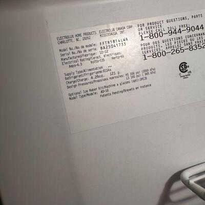 Model and information for Fridgidaire