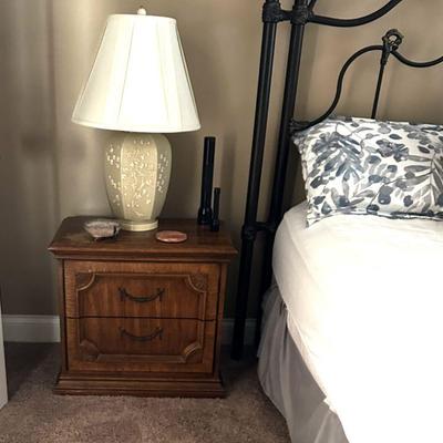 Lamp and nightstand.