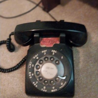 Black rotary dial phone