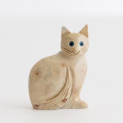 Stone Carved Cat Figurine