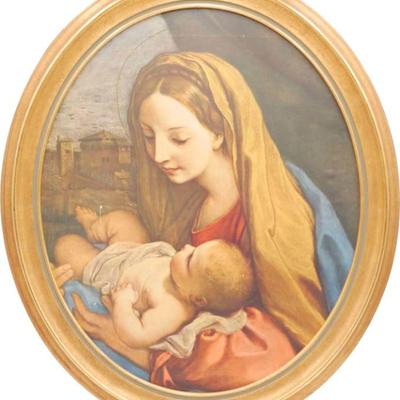 Art Print of "Madonna And Child" by Carlo Maratta In Oval Gold Frame