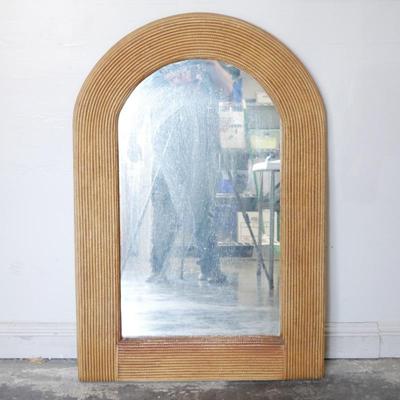 Coastal Style Arched Mirror w/ Large Rattan Frame