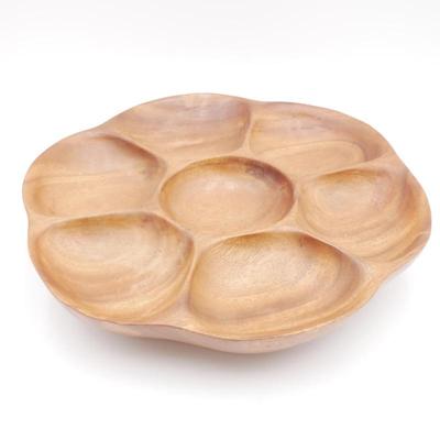 Monkey Pod Teak Wood Lazy Susan Divided Serving Tray