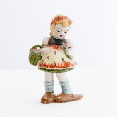 Occupied Japan "Little Dutch Girl With A Basket And Flowers" Figurine
