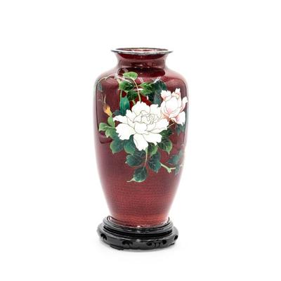 Vintage Ando Cloisonné Co. Japanese Ginbari Floral Vase