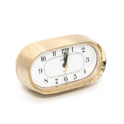 MCM Howard Miller Cordless Brass Quartz Alam Clock