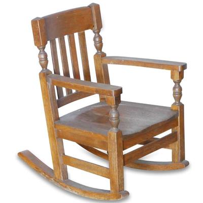 Solid Wood Child's Rocking Chair (1880-1920)