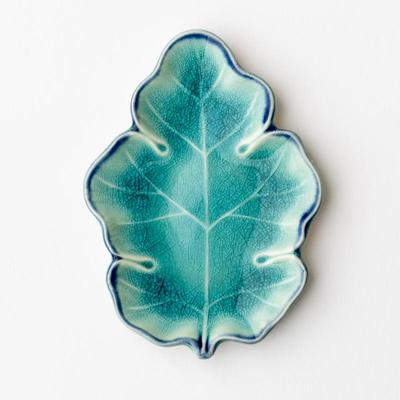Crackle Glaze Ceramic Japanese Bamboo Leaf Dish