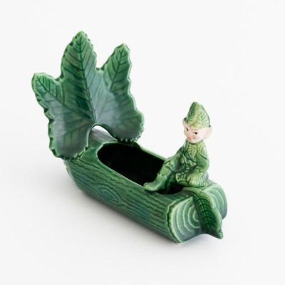 1950 Treasure Craft Lucky Sprite Pixie Elf Log Boat Planter