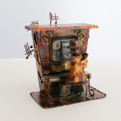 Metal Copper Art Music Box, Plays "The Entertainer From The Sting"