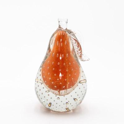 Barbini Murano Art Glass Sommerso Bullicante Apple & Pear Bookend Sculptures