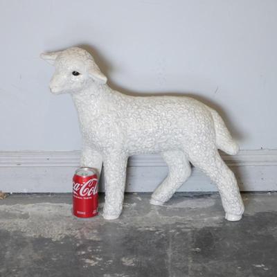 Large Decorative White Plaster Sheep Figurine