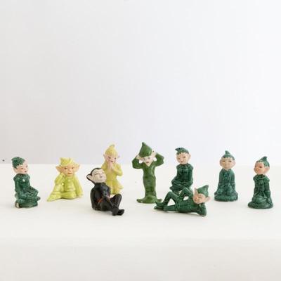 1950s Gilner CA Pixie Elf Ceramic Figurine Set