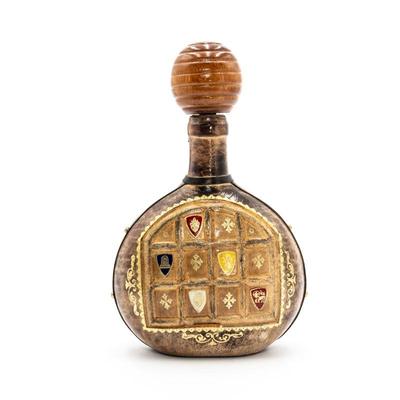 Italian Leather Covered Decanter in Coat of Arms Design