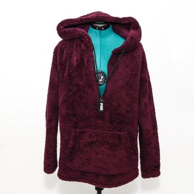Victoria's Secret PINK Burgundy Fleece Pullover Hoodie with Zipper