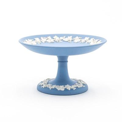 Post-1940 Wedgwood Blue Jasperware Candy Dish Cake Stand