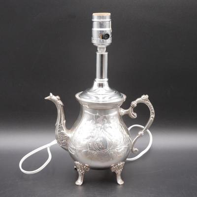 Silver Plated Teapot Table Lamp