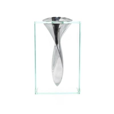 Aluminum Tornado in Glass Art Vase by Lisa Mori for Inn Crystal