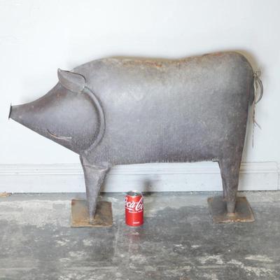 Rustic Iron Pig Sculpture