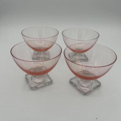 98 vintagepinkcocktailglasseswithsquarebottom