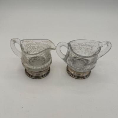 69 vintageglasscream sugarset