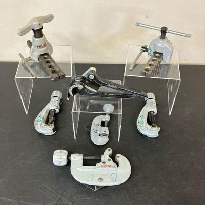 (9pc) Ridgid Pipe Tools & Wal-Rich Gas Test Kit | Lot Includes: 1. Ridgid #458 Flaring Tool. 2. Ridgid #345 Flaring Tool. 3. Ridgid...