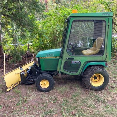John Deere 455 Tractor | J D Tractor has the rare hard cab enclosure, "Cozy", installed by Custom Products of Litchfield. Also...