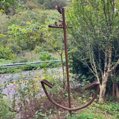 Folk Art Anchor | Great piece of folk art, made of pipes, by the Navy veteran and Plumber owner in the mid 20th C., for his property. A...