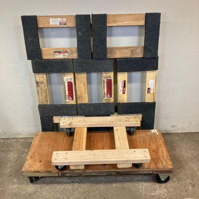 (9pc) Mover’s Dollies #2 | Lot Includes: *Seven (7) Haul Master 12”X18” Dollies. * Two Homemade Dollies, large one (39”X15”X7”H) has...