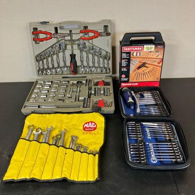 (4pc) Craftsman-Kobalt-Crescent Tool Sets | Lot Includes: 1) Craftsman (in a MAC pouch) 19 piece combination wrench set in SAE &...