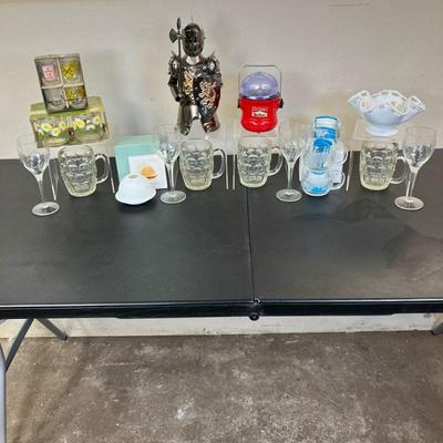 (9pc) Vintage Eclectic Etcetera Lot | Vintage Lot Includes: 1. Knight Wine Cover. 2. Bernard Les Lithophanies Votive w/box. 3. (4)...