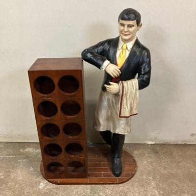 Waiter Wine Rack | Wine Server and Wine Rack. Base and rack are wood. Waiter is a hard composition. - w. 13” x l. 21” in

