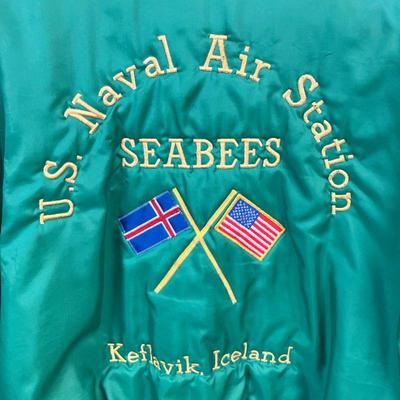 Navy Seabee Iceland Jacket | “U.S. Naval Air Station SeaBees Keflavik, Iceland” “1992” Green Satin Jacket. Made by Rennoc Corporation,...