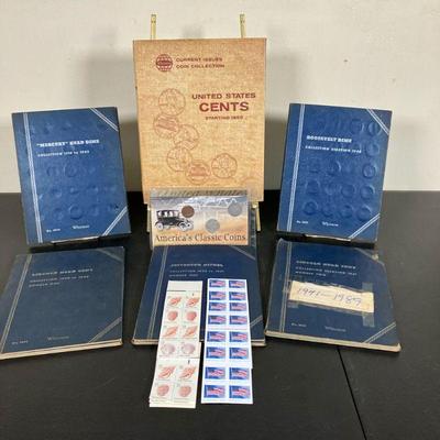 Vintage Coin Books w/Mercury Dimes | Coin Books & Stamps Lot Includes: 1. Mercury Dime Book with 28 Dimes as shown. 3. Roosevelt Dime...