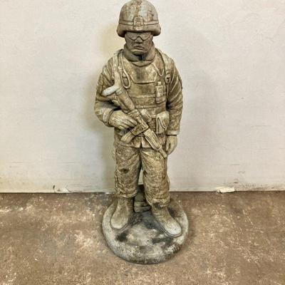Cement US Soldier | Fully armed for battle soldier. - h. 26” x dia. 10” in