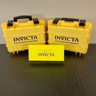 (3pc) Invicta Tool Kit & Storage Cases | Invicta Lot Includes: 1. Yellow Tool Kit ITK002. 2. Two Yellow eight watch waterproof...