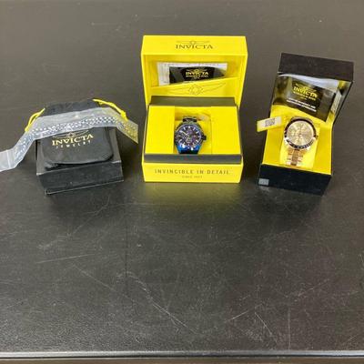 (3pc) Invicta Men’s Watches & Neclace | Lot Includes: 1. Invicta Men’s Aviator Blue Dial Watch #38973 New in Box. 2. Invicta Men’s...