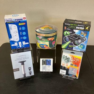 (6pc) As Seen On TV Lot | Lot to includes six items, all new in box: 1. Night Hero Binoculars. 2. Pocket Hose Bullet 50 ft. 3. B&H...
