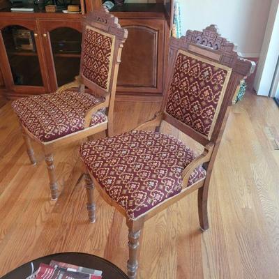 Eastlake cloth seat chairs 
