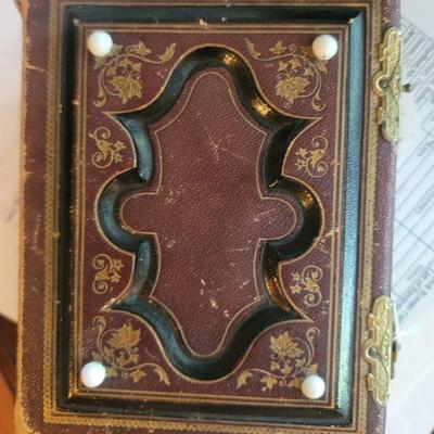 An old photo album filled with photos